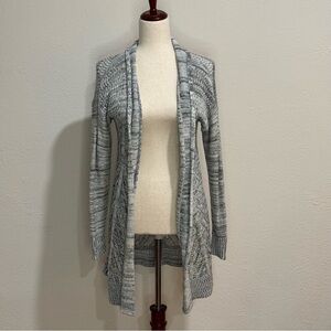 Leo & Nicole Black and White Marled Open-Front Sweater Size S